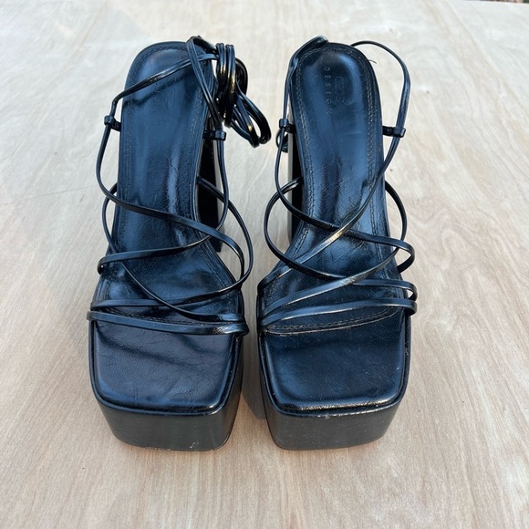 ASOS DESIGN nanon strappy platform heeled sandals in black sz 9 - Picture 11 of 13